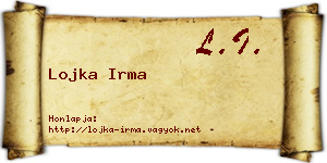 Lojka Irma névjegykártya